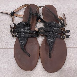 Sam Edelman Flat Black Strappy Sandals